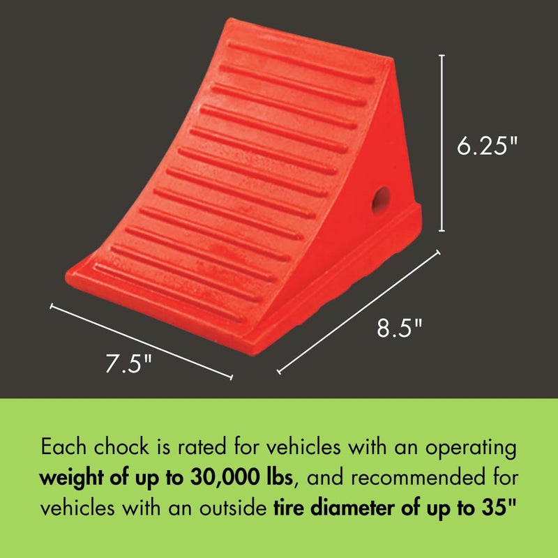Checkers Roped Pair of Large Wheel Chocks for 27-35" Tires, Heavy Duty Wheel Chock for Semi Trucks, Utility, Tractor Trailer, 30k lb Load Capacity, Made in The USA, Polyurethane, UC1700-P - Image 5